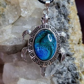 Teknős medál antik ezüst foglalatban S57