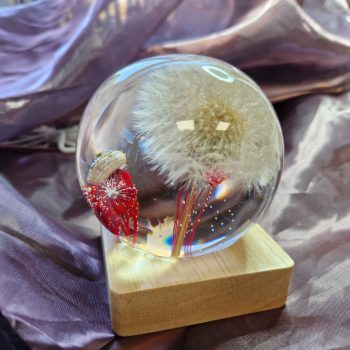 Pitypangos gömblámpás csigaházzal, piros virággal (7)