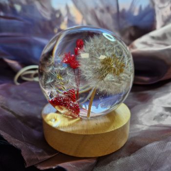 Pitypangos gömblámpás csigaházzal, piros virággal (8)